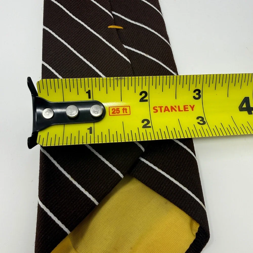 Resisto Mens Vintage Brown White Striped Necktie Classic Business Formal Tie
